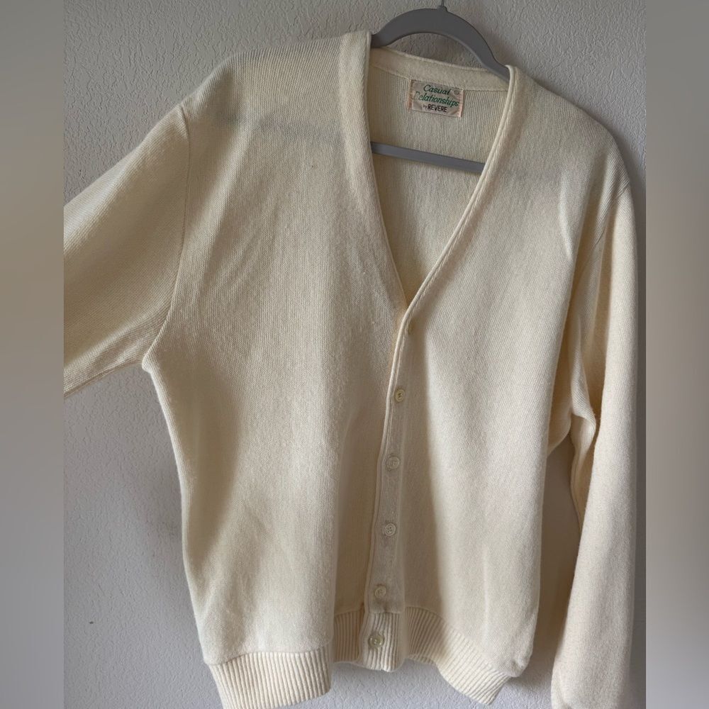 Vtg Casual Ralationships by Revere Cardigan 100%‎ Orlon Acrylic Sz L Grandpa - Picture 7 of 8